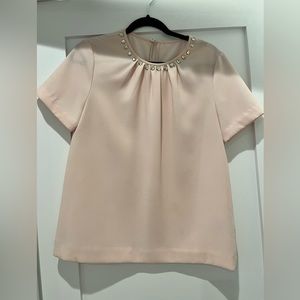 Kate Spade light pink blouse with rhinestone detail on collar